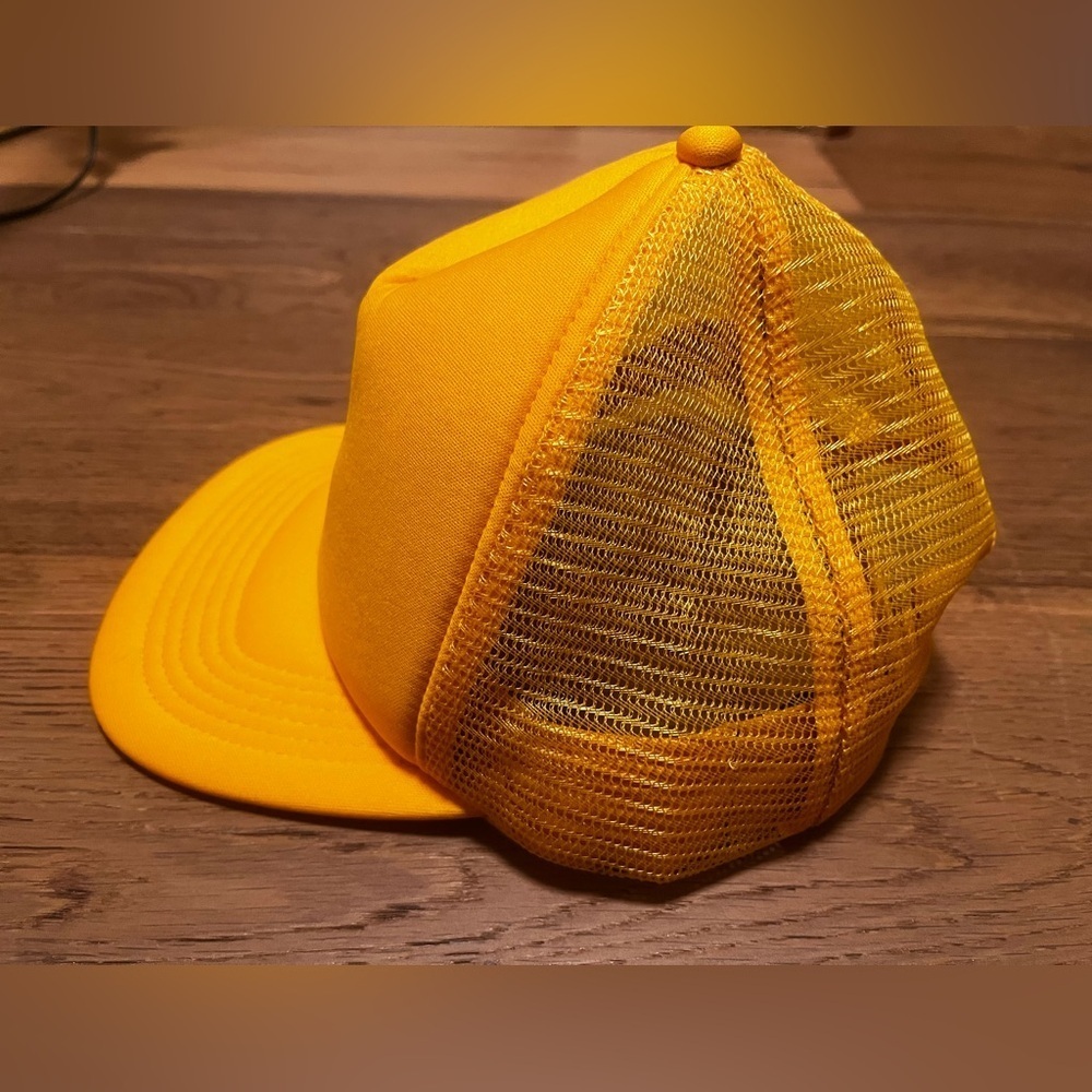 DREW HOUSE Justin Bieber Mascot Smiley Trucker Hat Golden Yellow SnapBack - Picture 3 of 6